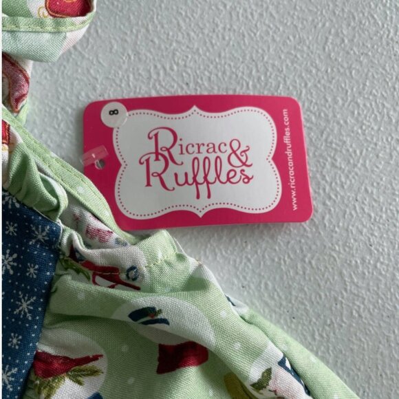 NWT RicRac and Ruffles Holiday Christmas Snowglobes Dress Size 8 Monogram E - Picture 2 of 8